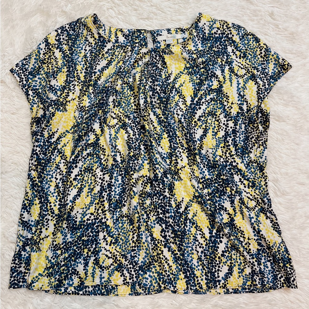 Boden Women's Blouse - Blue and Yellow Pattern